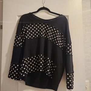 Boxy Black and White Polka Dot Sweatshirt